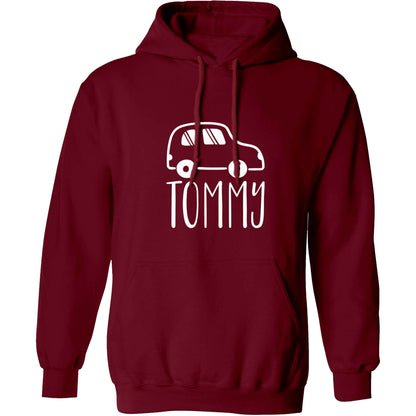 Personalised car any name here adults unisex maroon hoodie 2XL