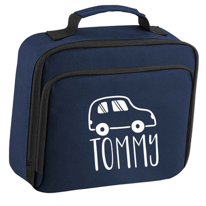 Personalised car any name here insulated navy lunch bag cooler
