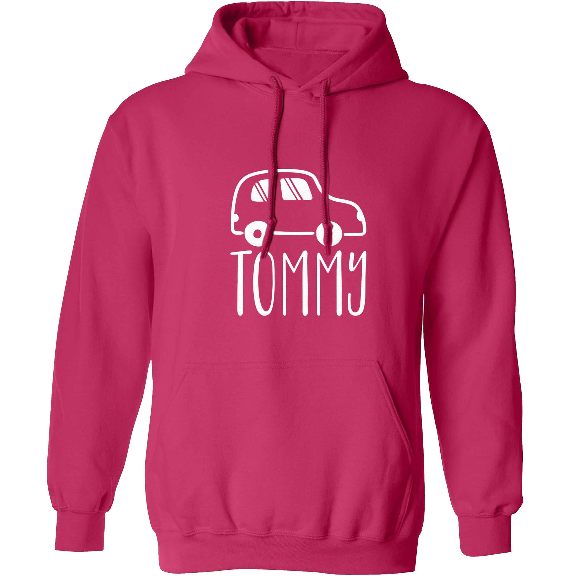 Personalised car any name here adults unisex pink hoodie 2XL