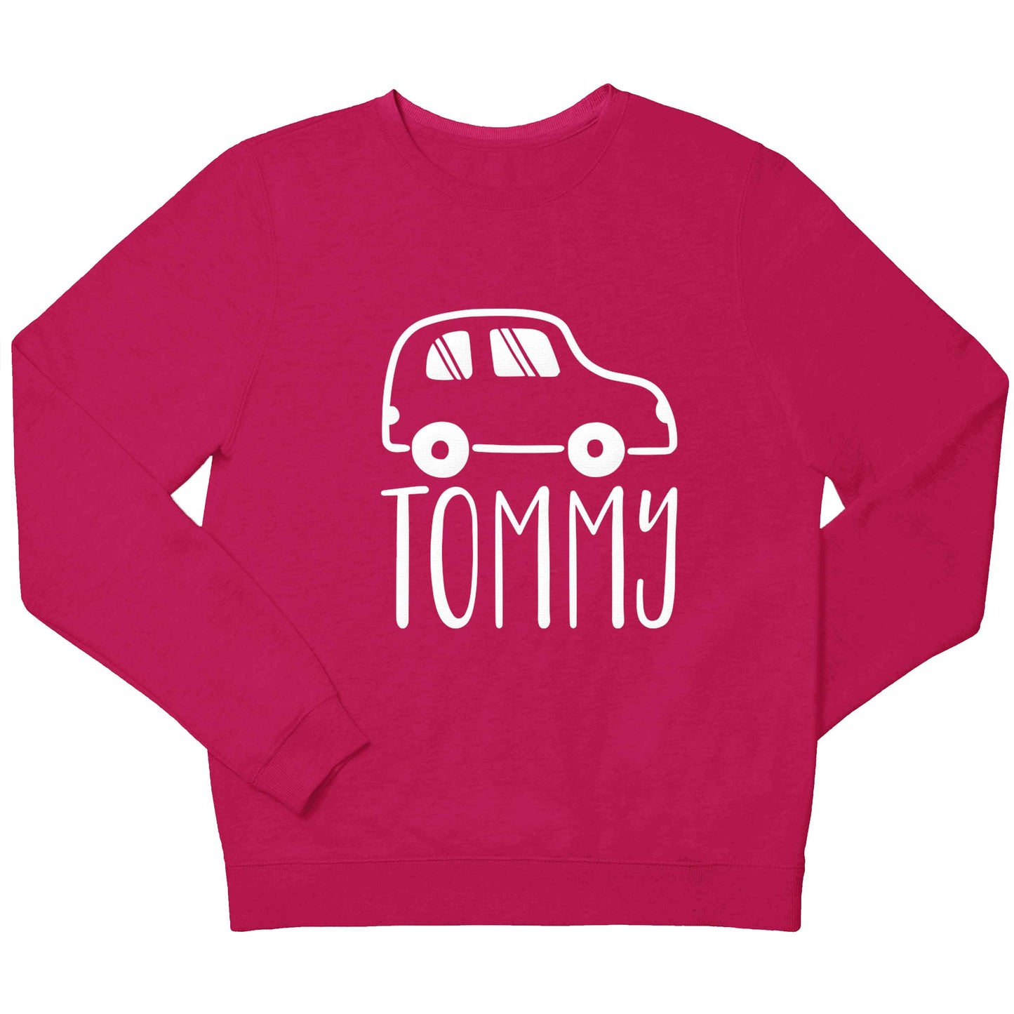 Personalised car any name here children's pink sweater 12-13 Years