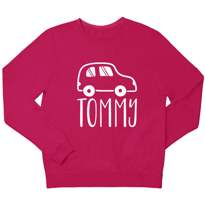 Personalised car any name here children's pink sweater 12-13 Years