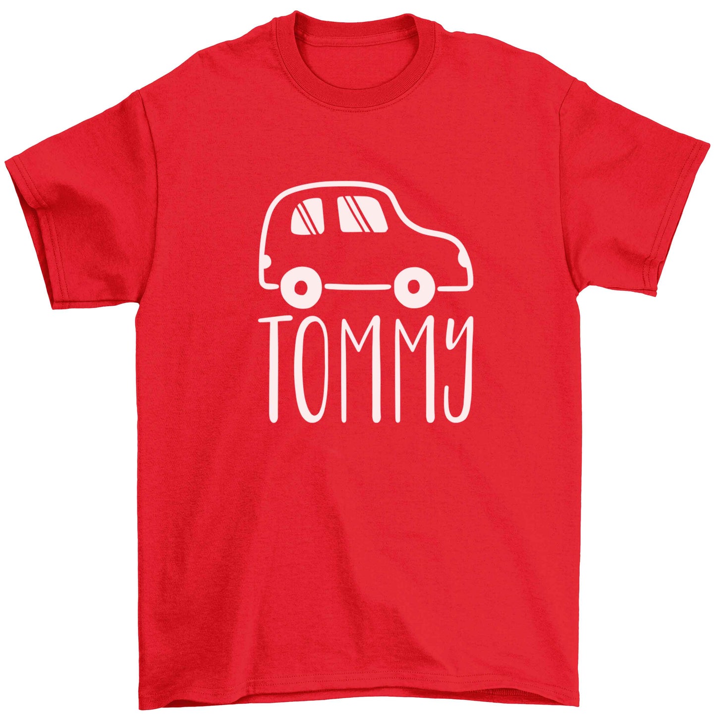 Personalised car any name here Children's red Tshirt 12-13 Years