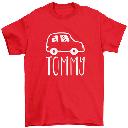 Personalised car any name here Children's red Tshirt 12-13 Years