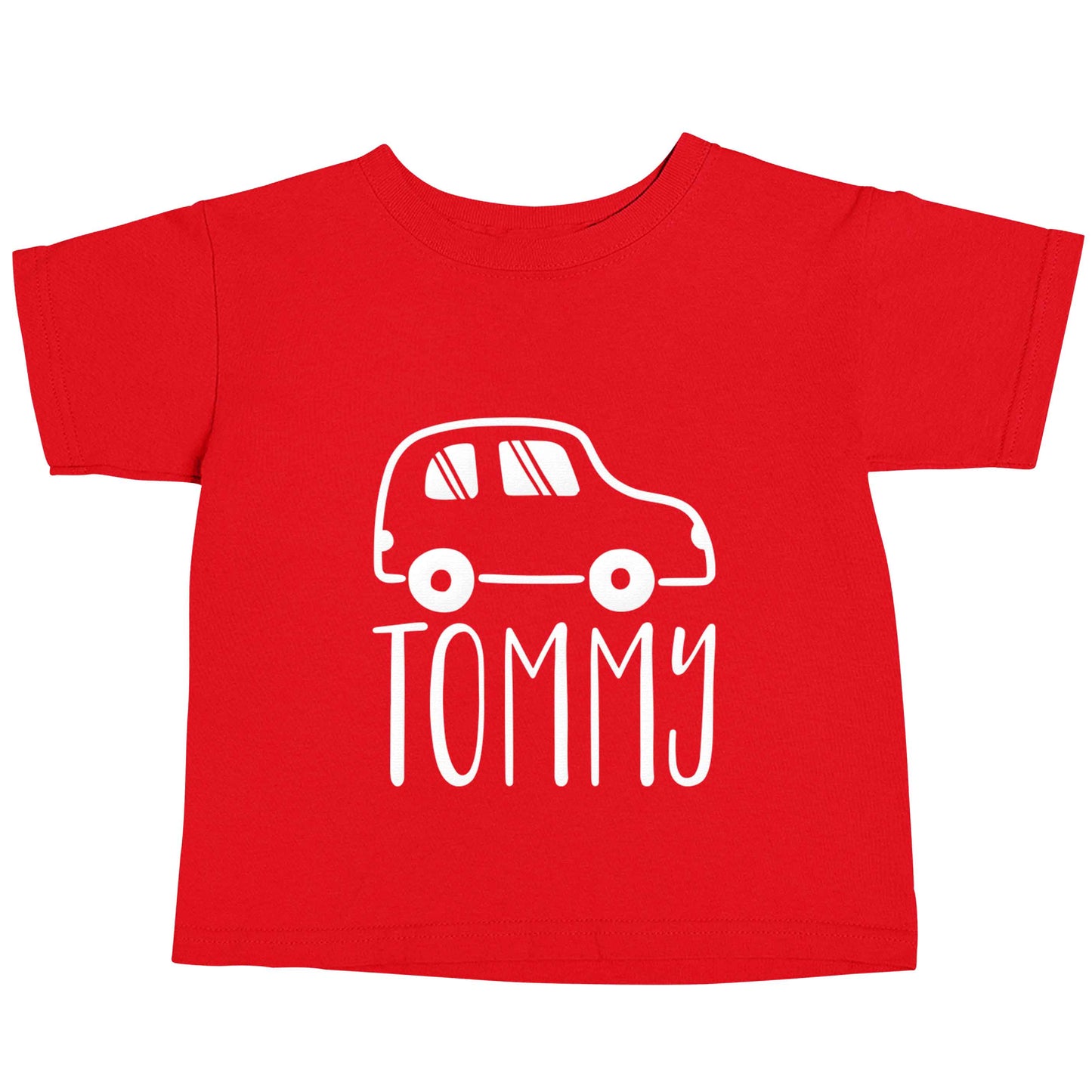 Personalised car any name here red baby toddler Tshirt 2 Years