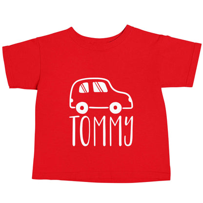 Personalised car any name here red baby toddler Tshirt 2 Years