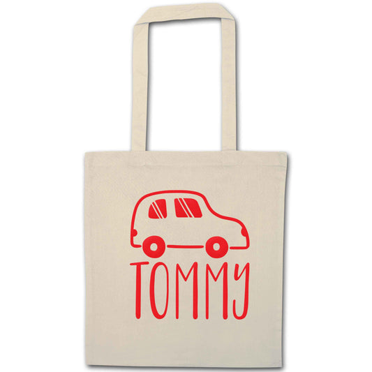 Personalised car any name here natural tote bag