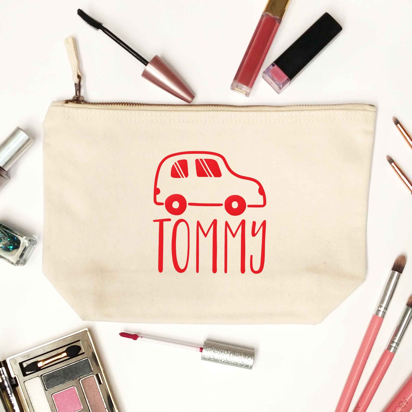 Personalised car any name here natural makeup bag