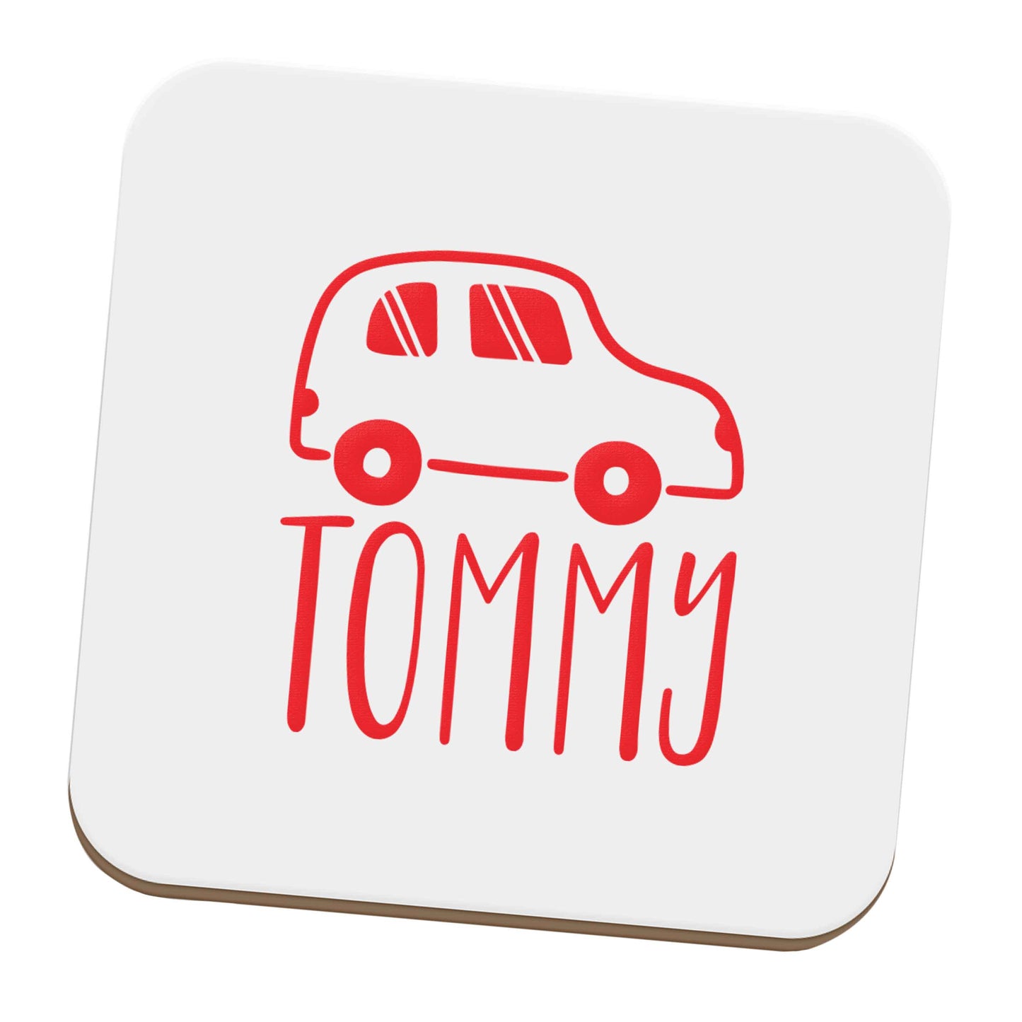 Personalised car any name here set of four coasters