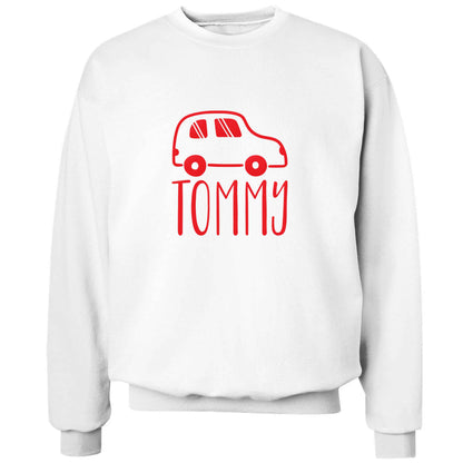 Personalised car any name here adult's unisex white sweater 2XL