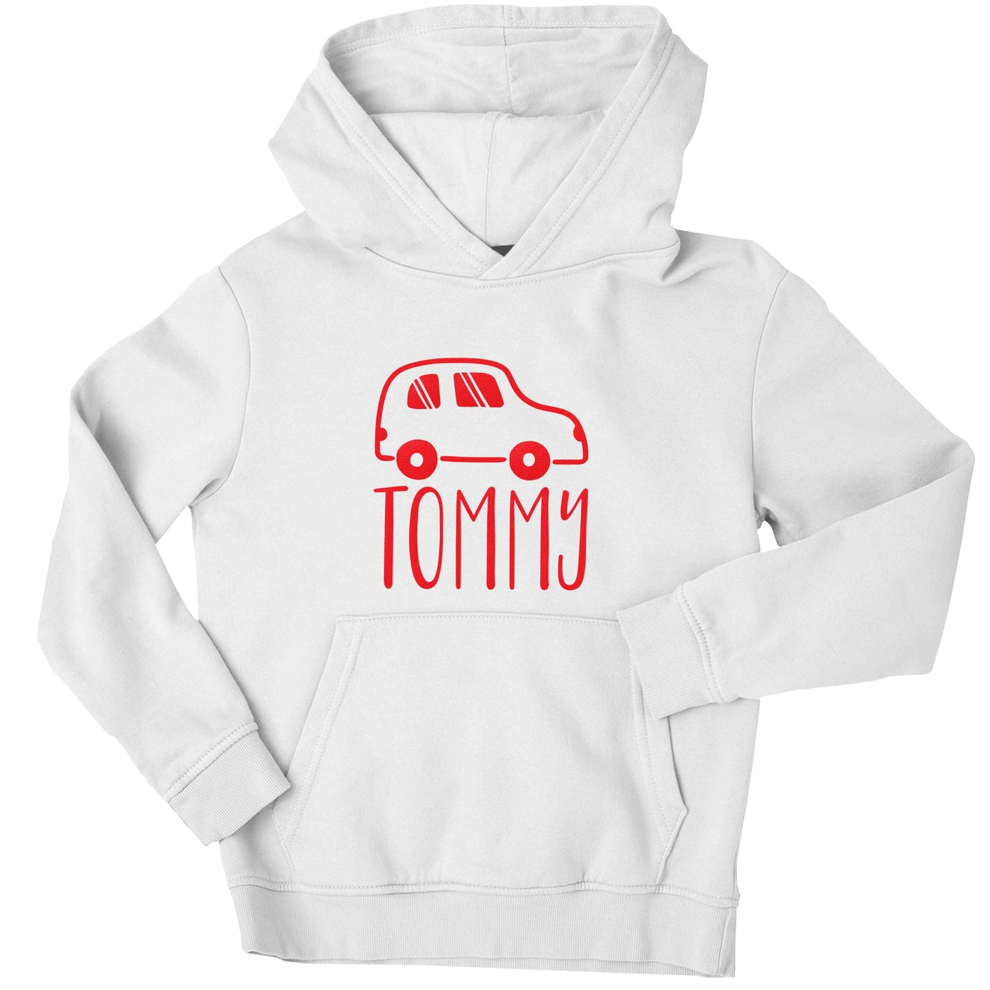 Personalised car any name here children's white hoodie 12-13 Years
