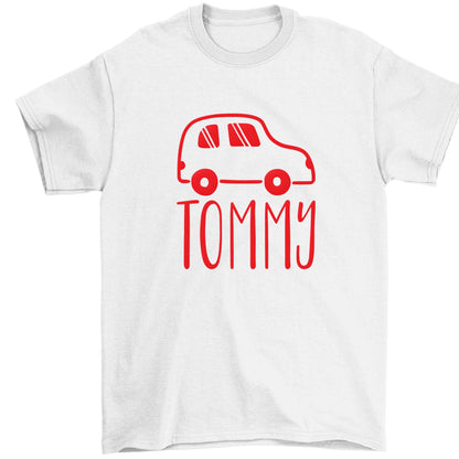 Personalised car any name here Children's white Tshirt 12-13 Years