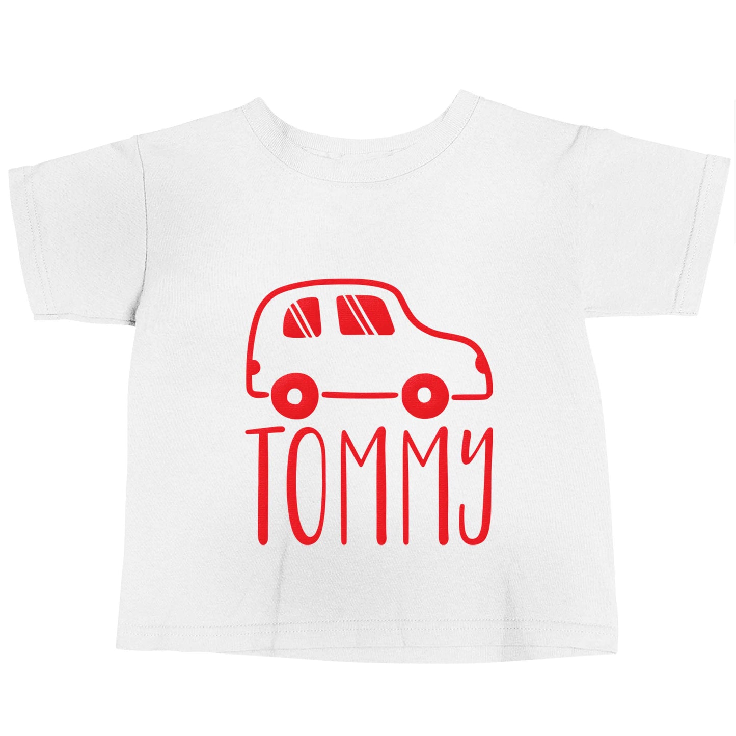 Personalised car any name here white baby toddler Tshirt 2 Years