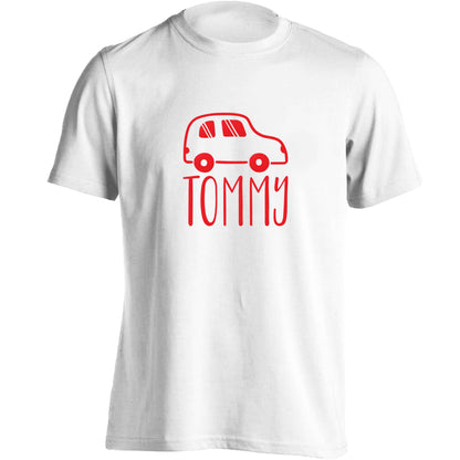 Personalised car any name here adults unisex white Tshirt 2XL