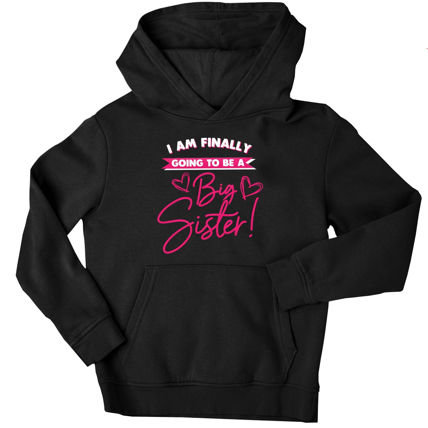 Finally going to be a big sister children's black hoodie 12-13 Years