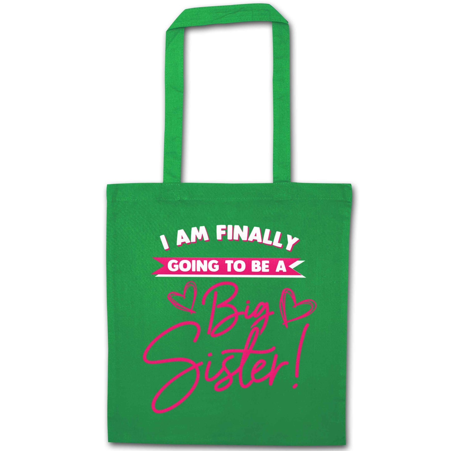 Finally going to be a big sister green tote bag