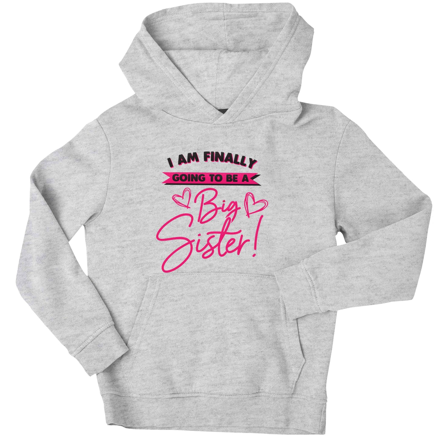 Finally going to be a big sister children's grey hoodie 12-13 Years