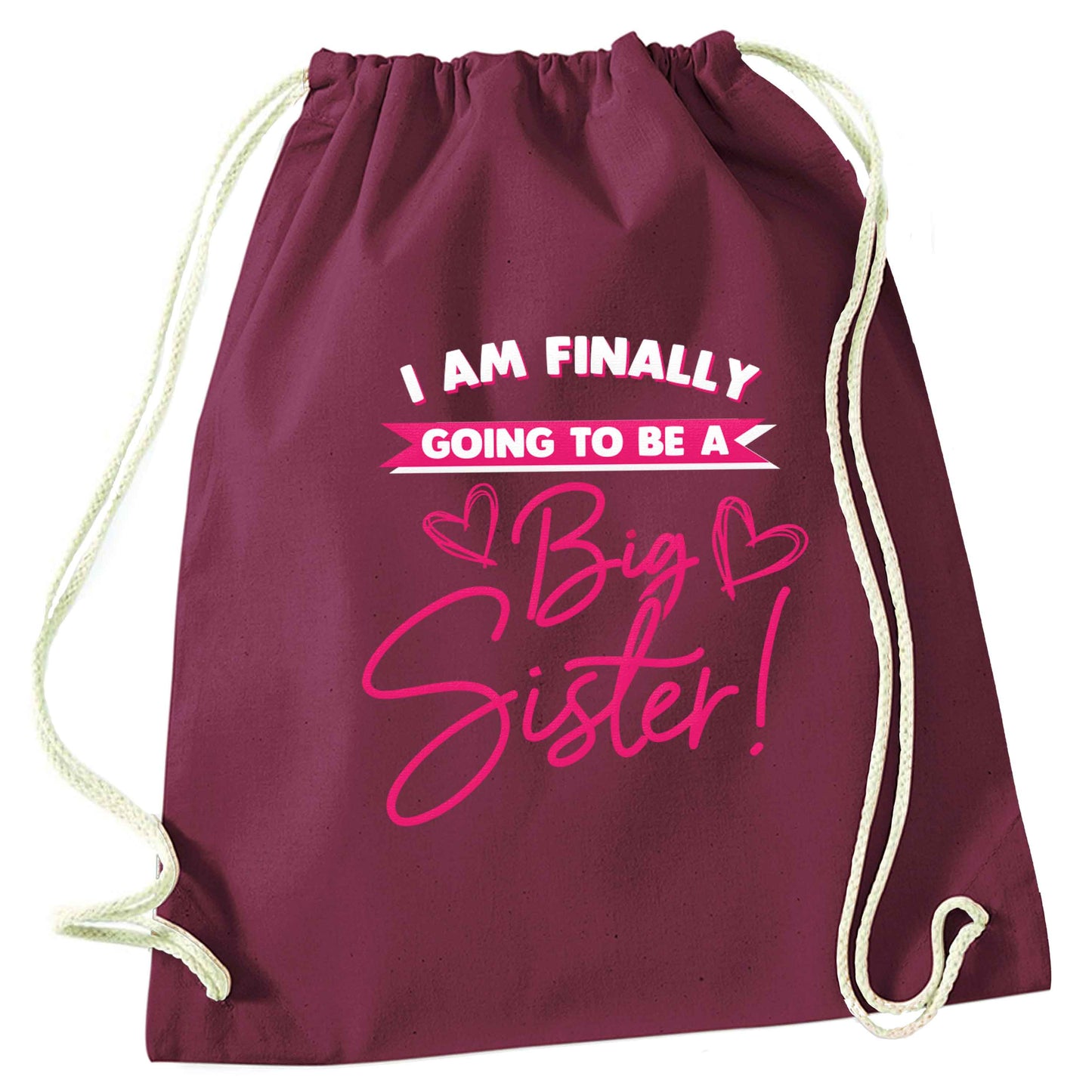 Finally going to be a big sister maroon drawstring bag