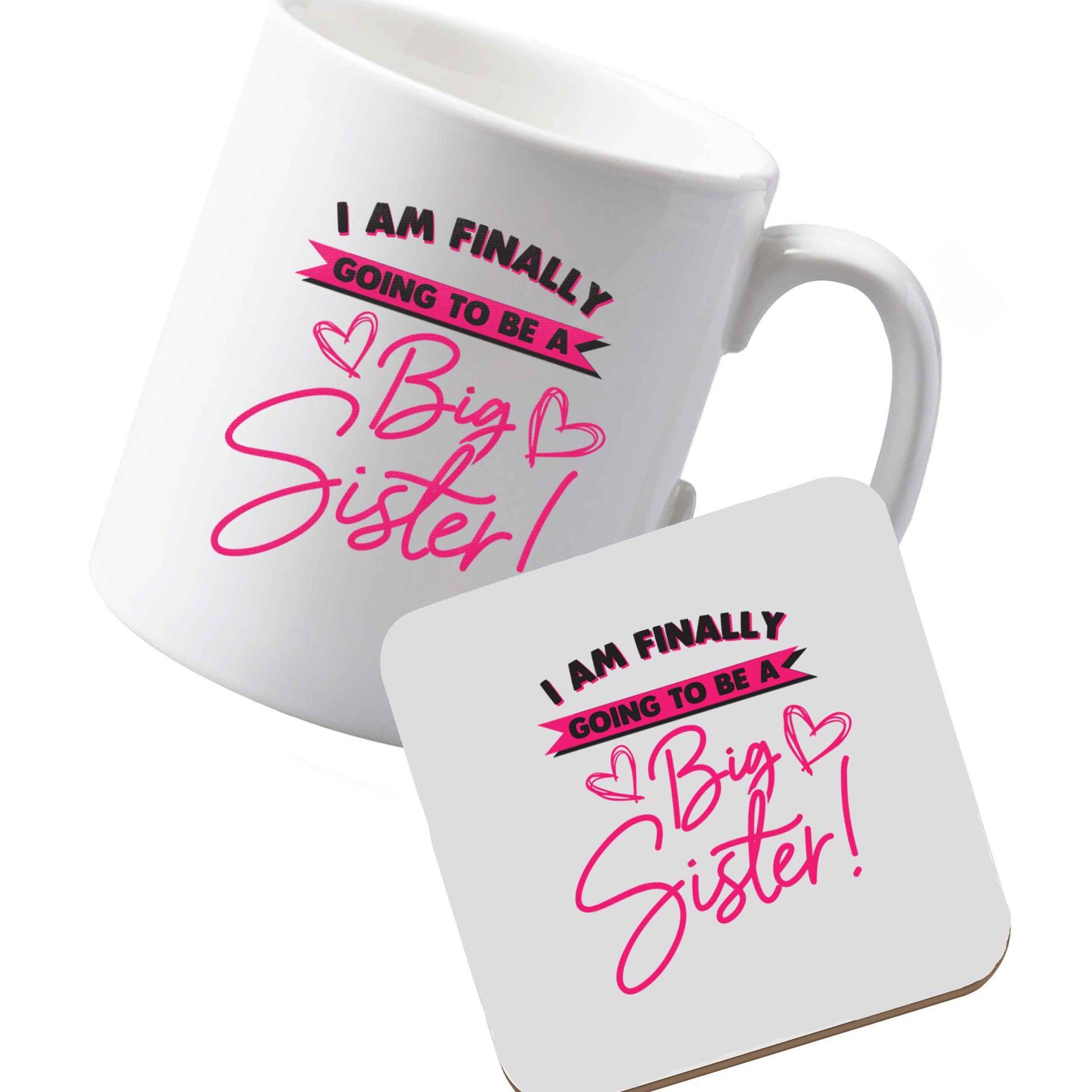10 oz Ceramic mug and coaster Finally going to be a big sister left sided