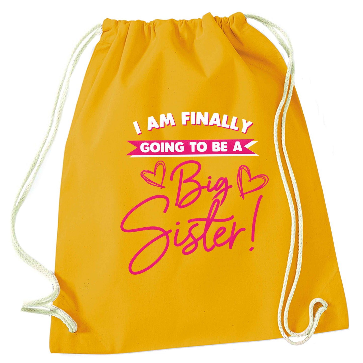 Finally going to be a big sister mustard drawstring bag