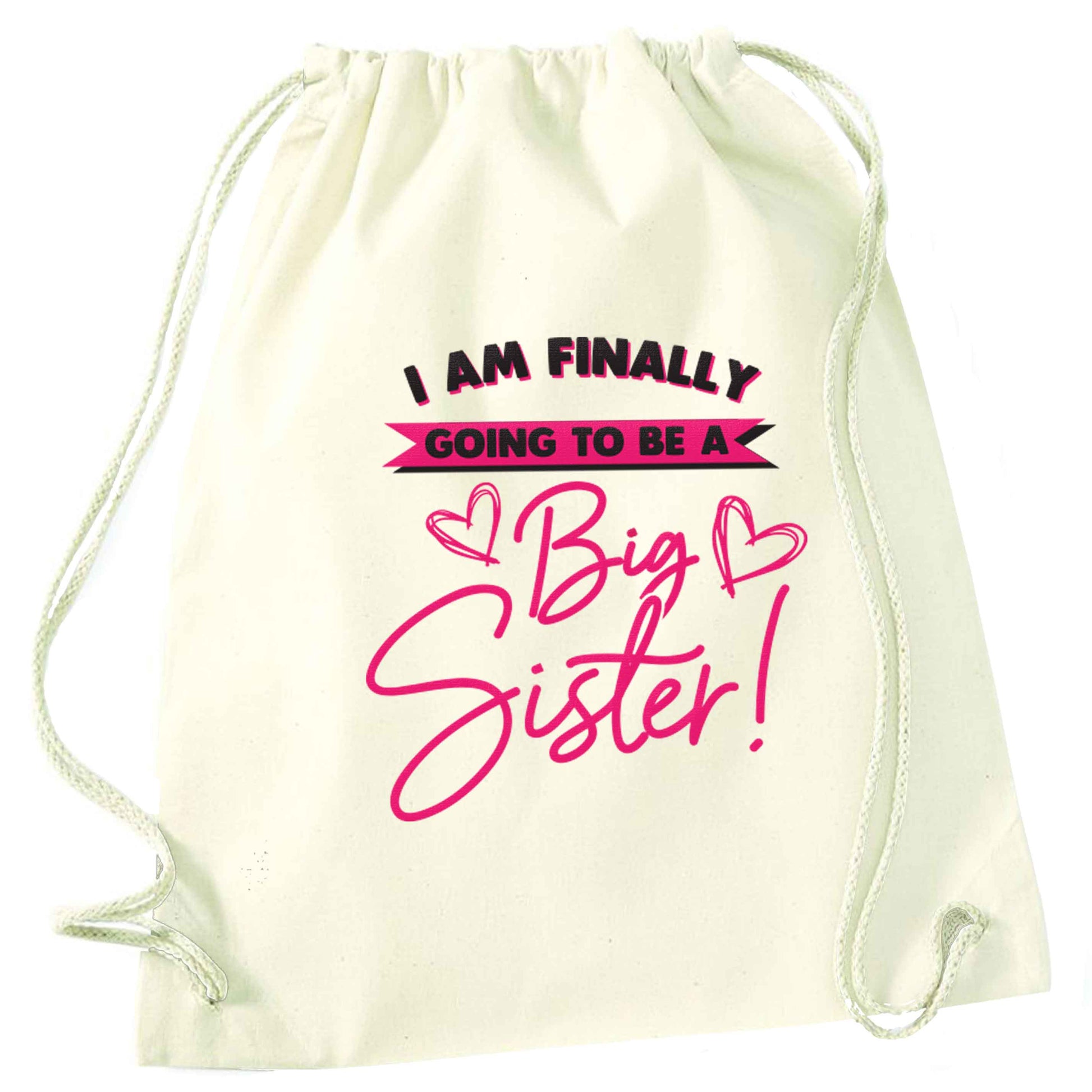 Finally going to be a big sister natural drawstring bag