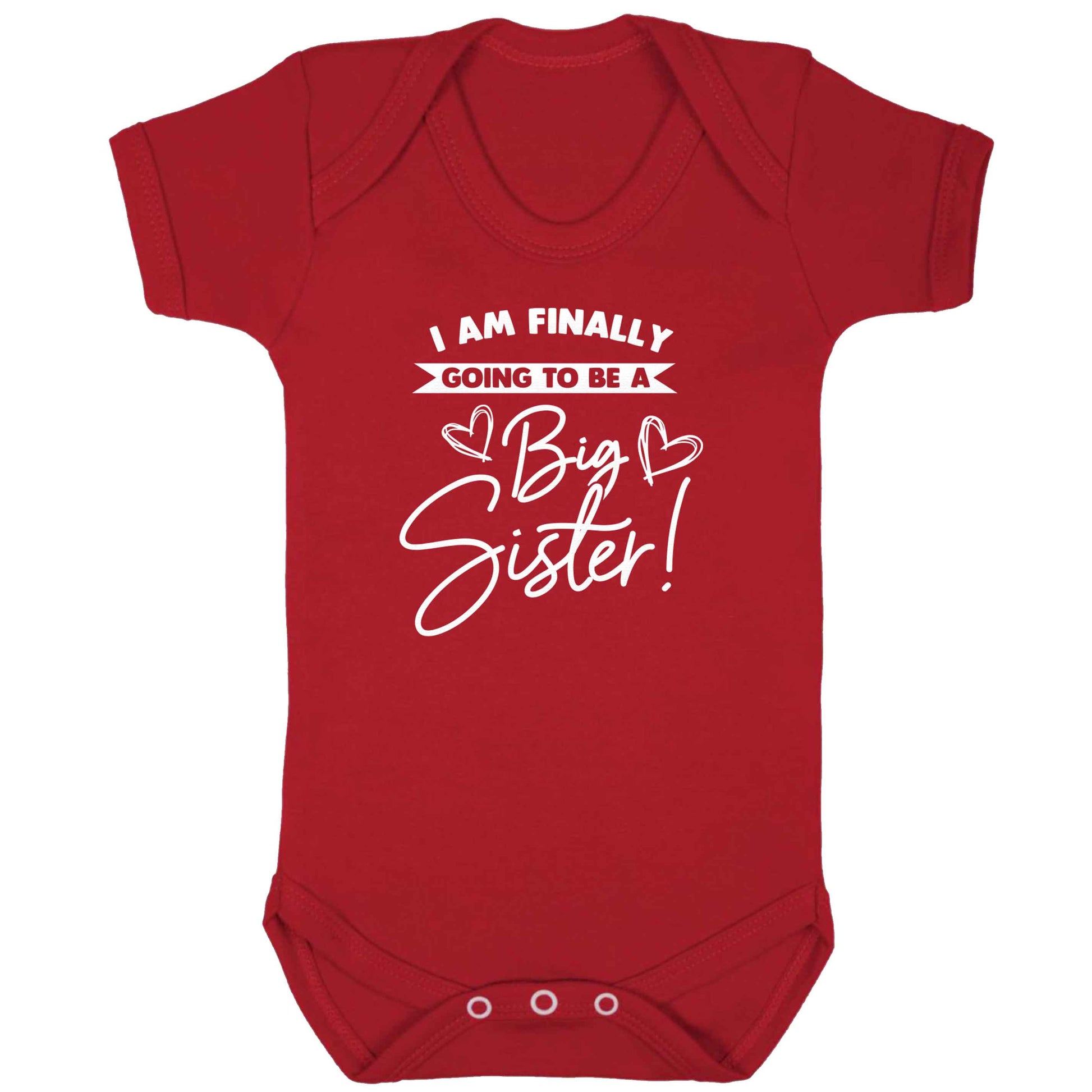 Finally going to be a big sister baby bodysuit red 18-24 months