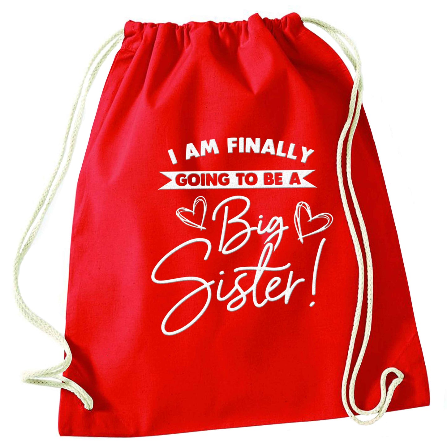 Finally going to be a big sister red drawstring bag 