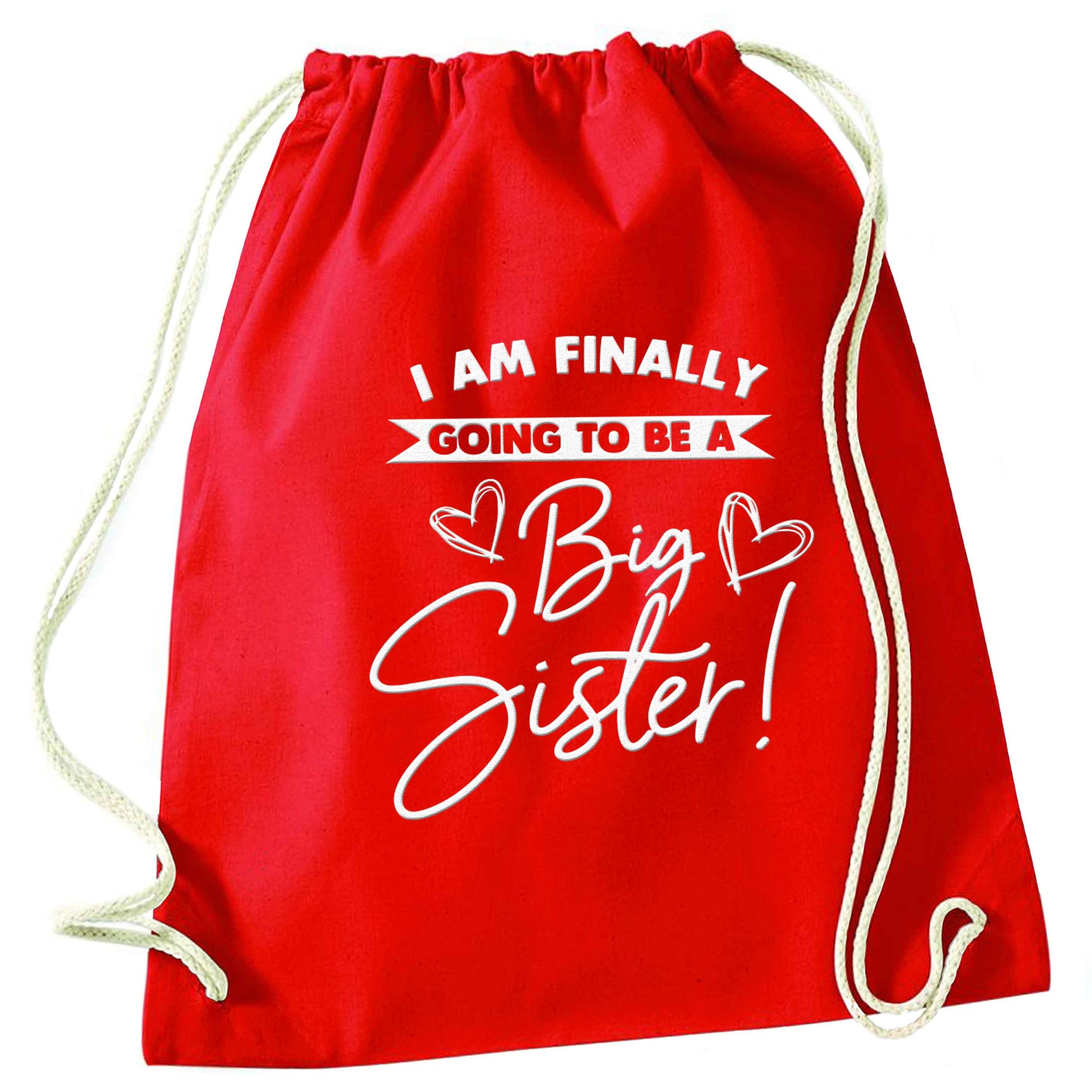 Finally going to be a big sister red drawstring bag 