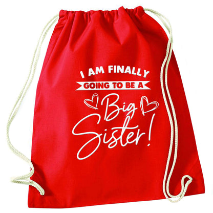 Finally going to be a big sister red drawstring bag 
