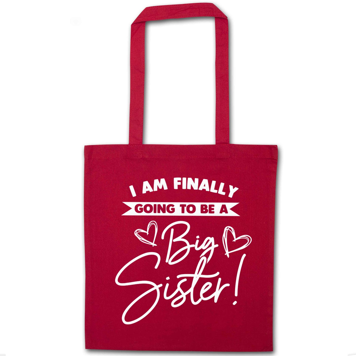 Finally going to be a big sister red tote bag