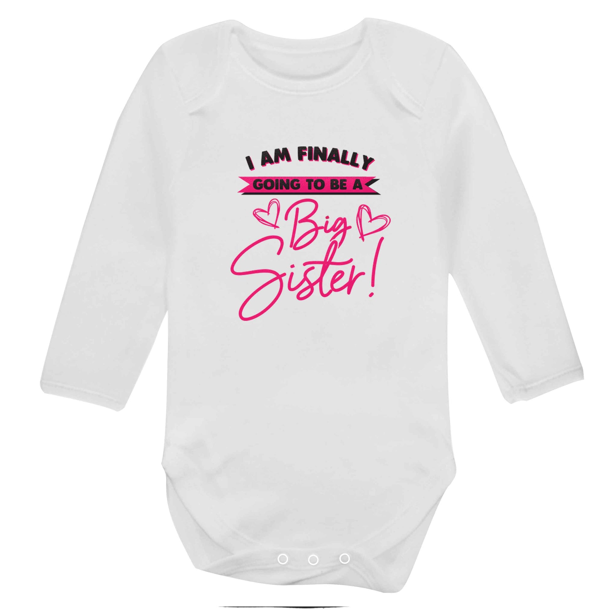 Finally going to be a big sister baby bodysuit long sleeved white 6-12 months