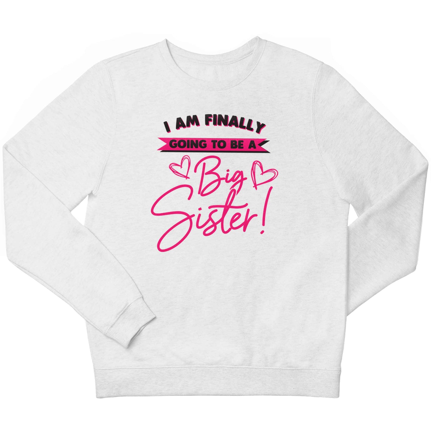 Finally going to be a big sister children's white sweater 12-13 Years