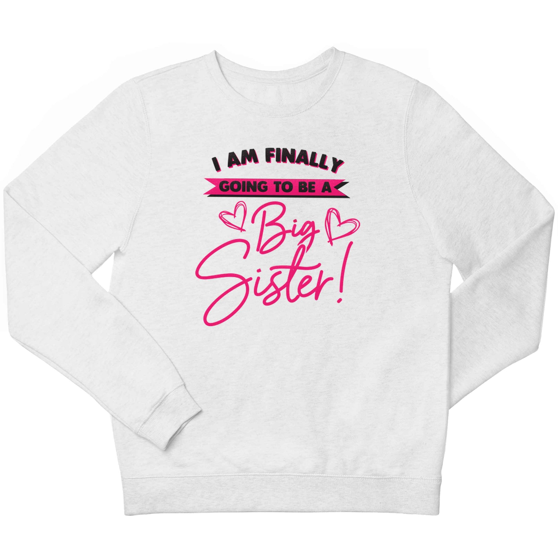 Finally going to be a big sister children's white sweater 12-13 Years