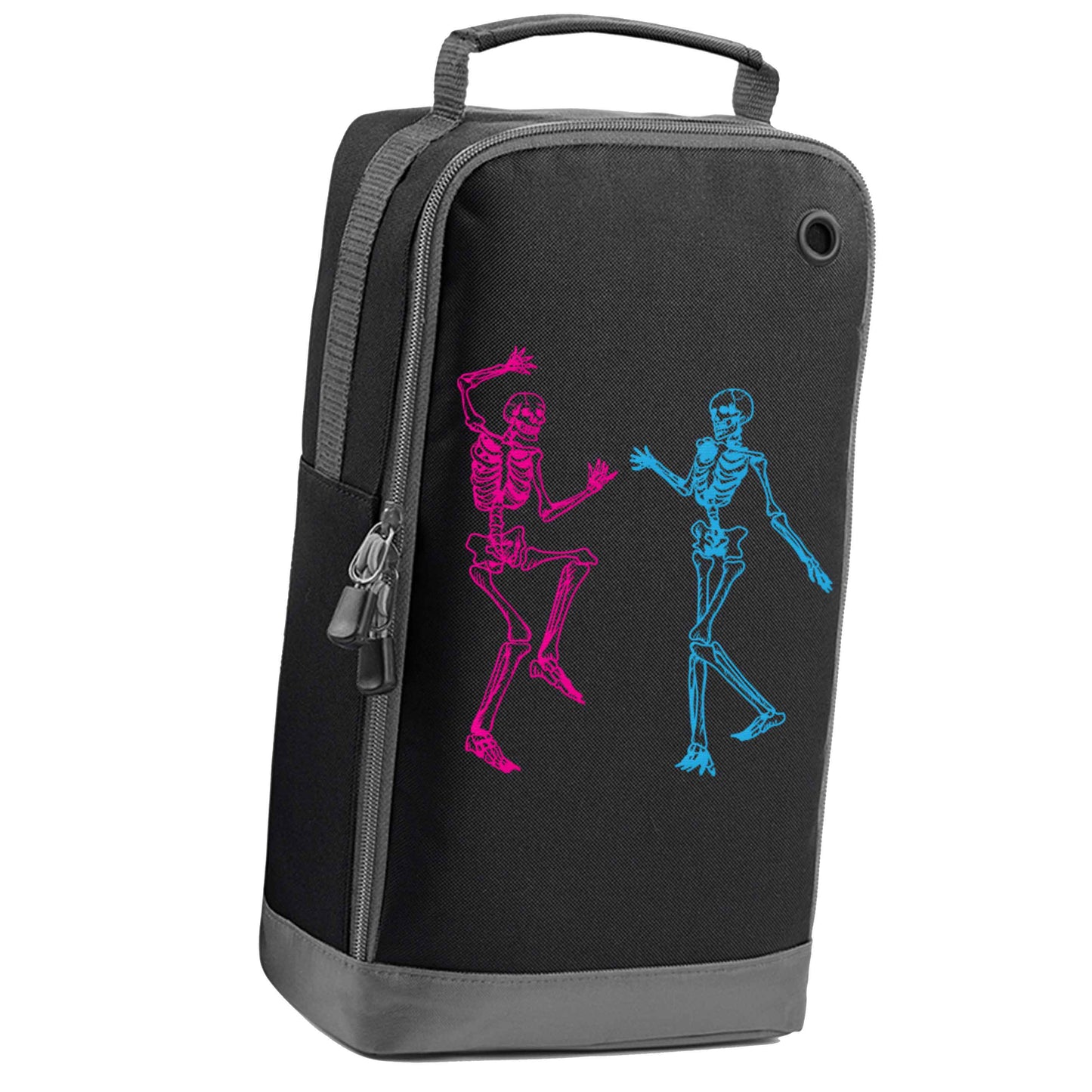 Skeleton dance black sports shoe bag vertical print