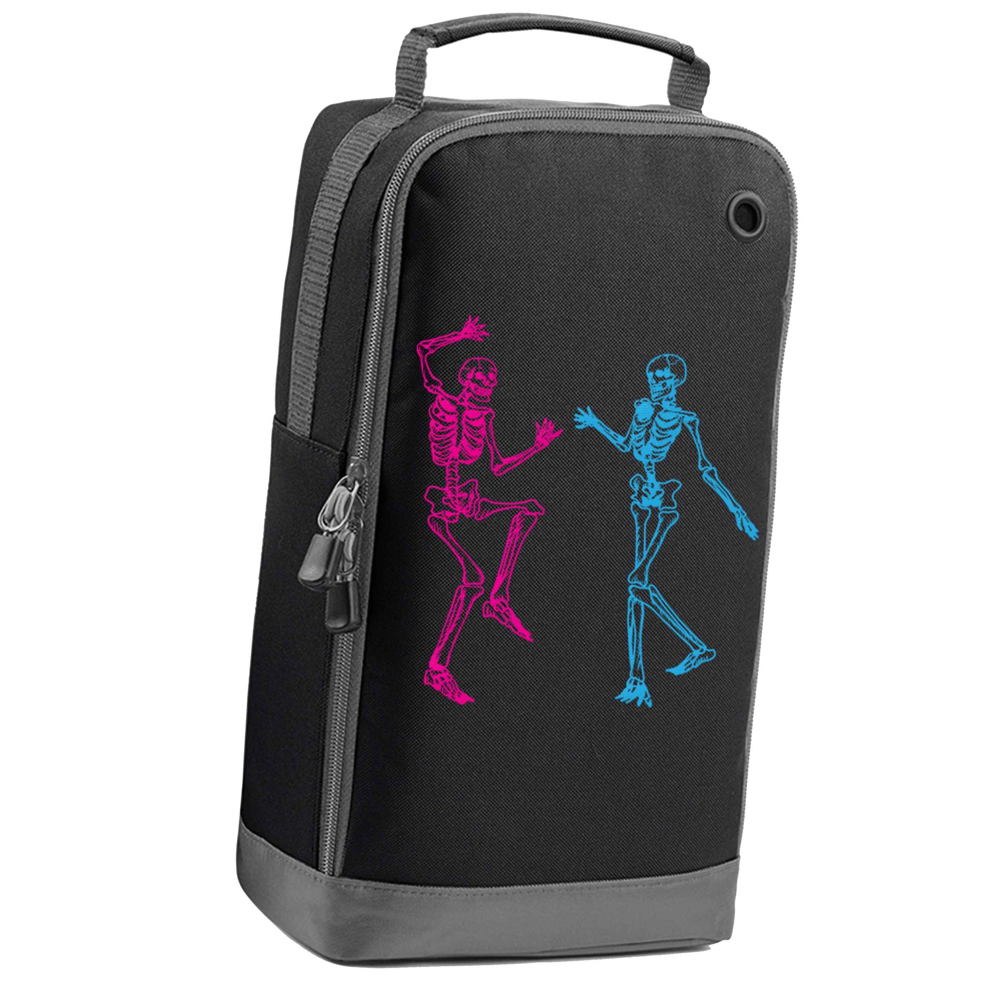 Skeleton dance black sports shoe bag vertical print
