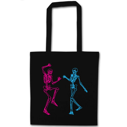 Skeleton dance black tote bag