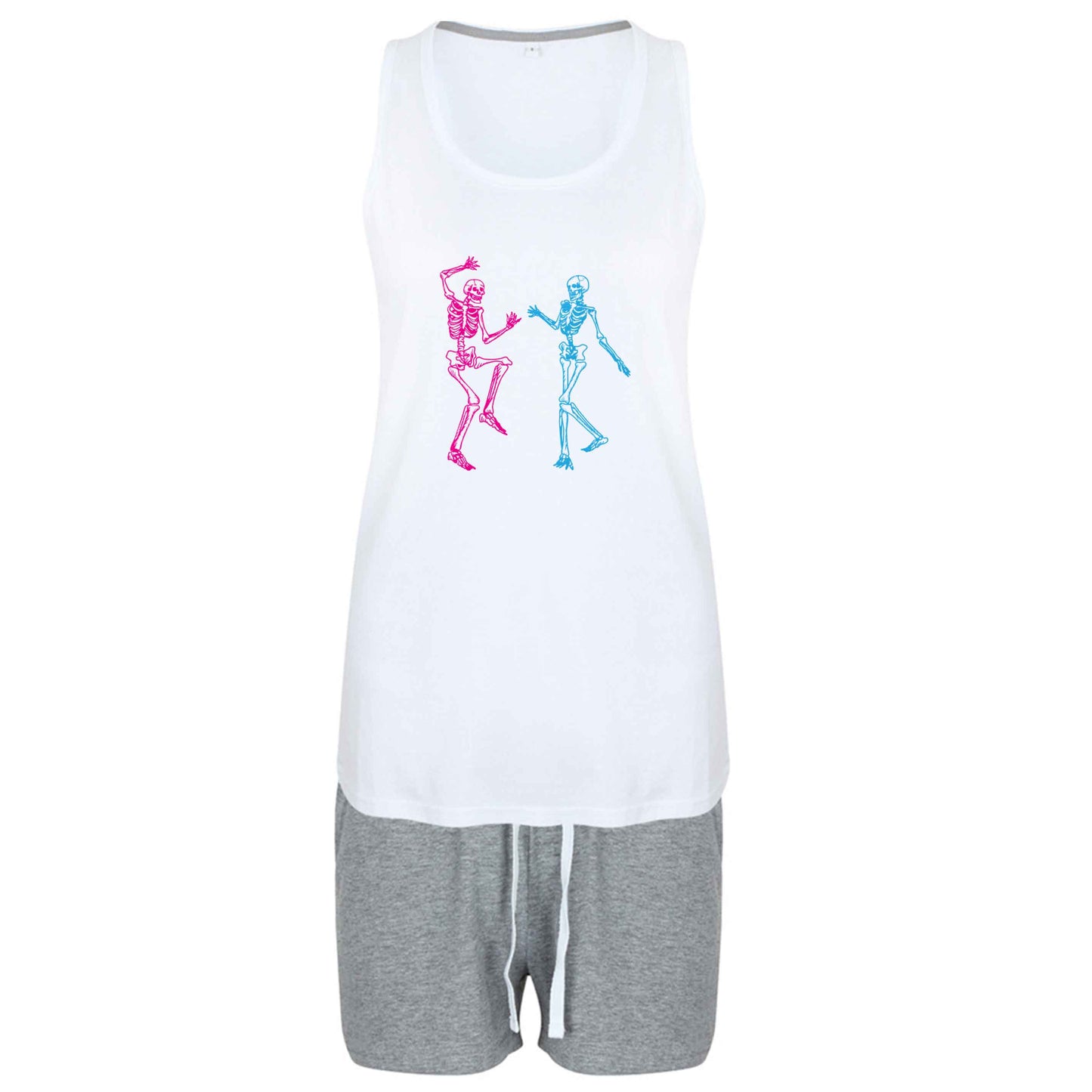 Skeleton dance size XL women's pyjama shorts set in pink 