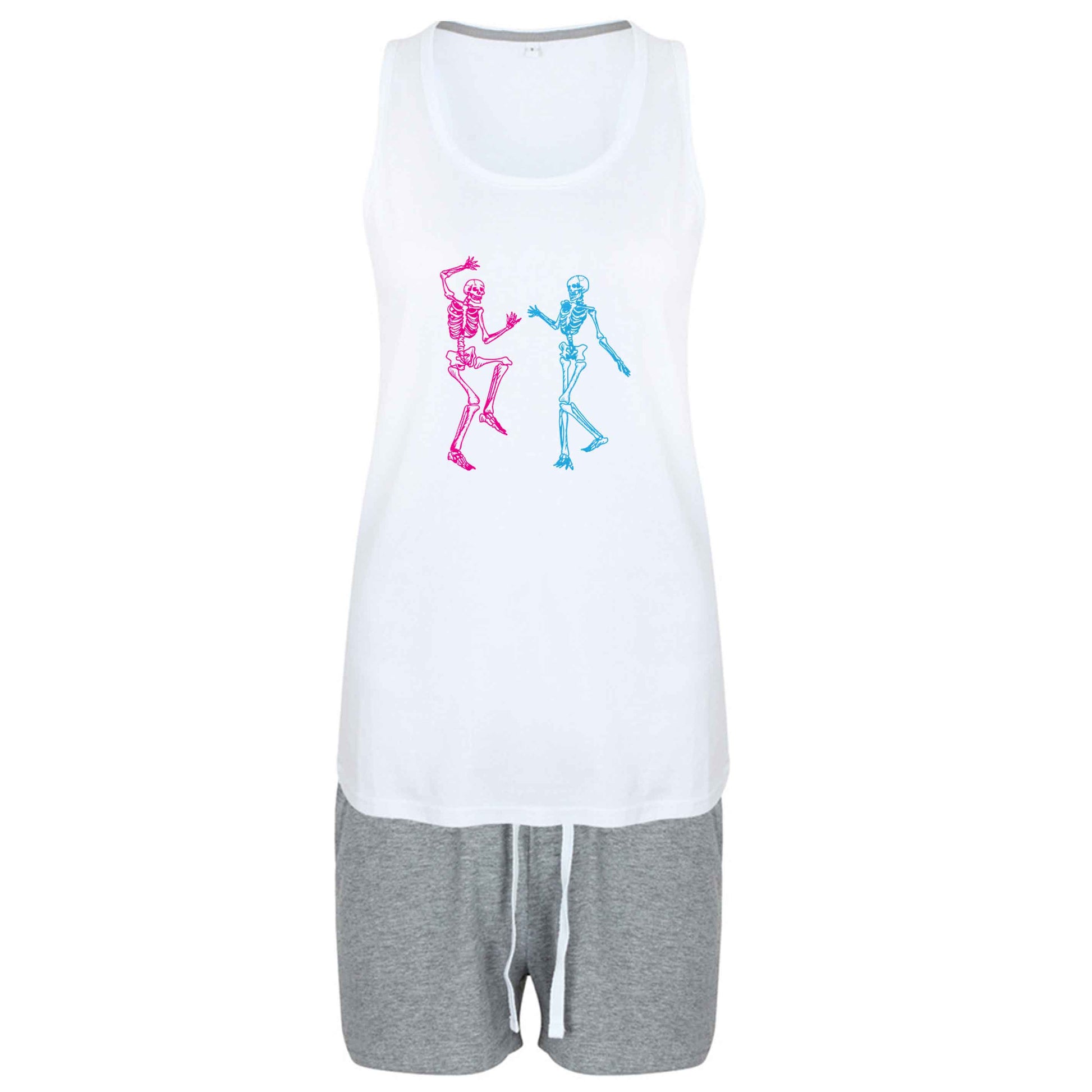 Skeleton dance size XL women's pyjama shorts set in pink 