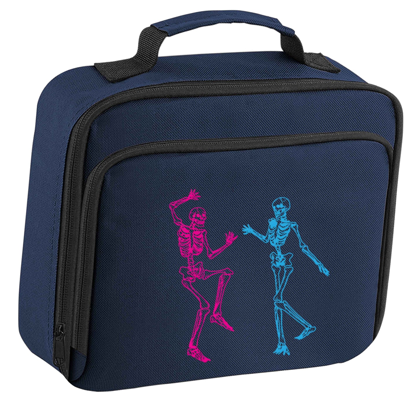 Skeleton dance insulated navy lunch bag cooler