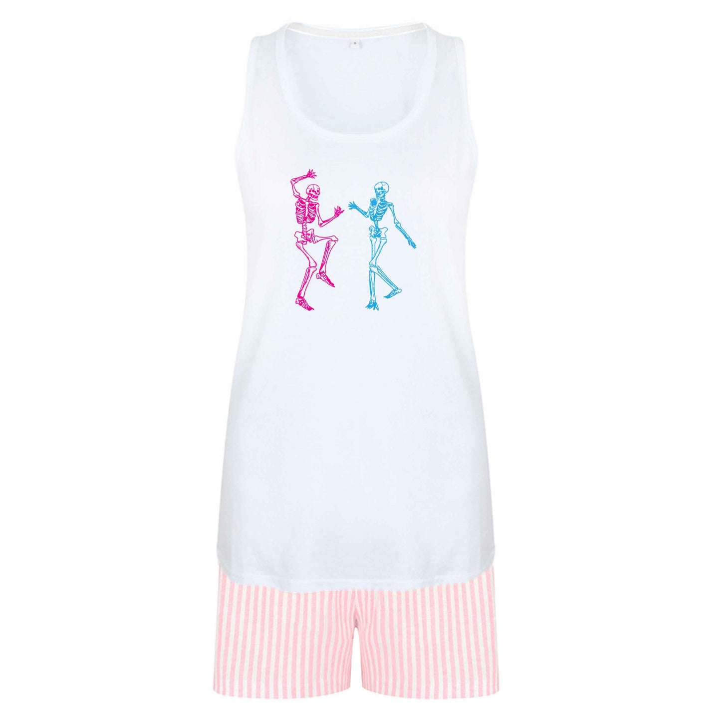 Skeleton dance size XL women's pyjama shorts set in pink 