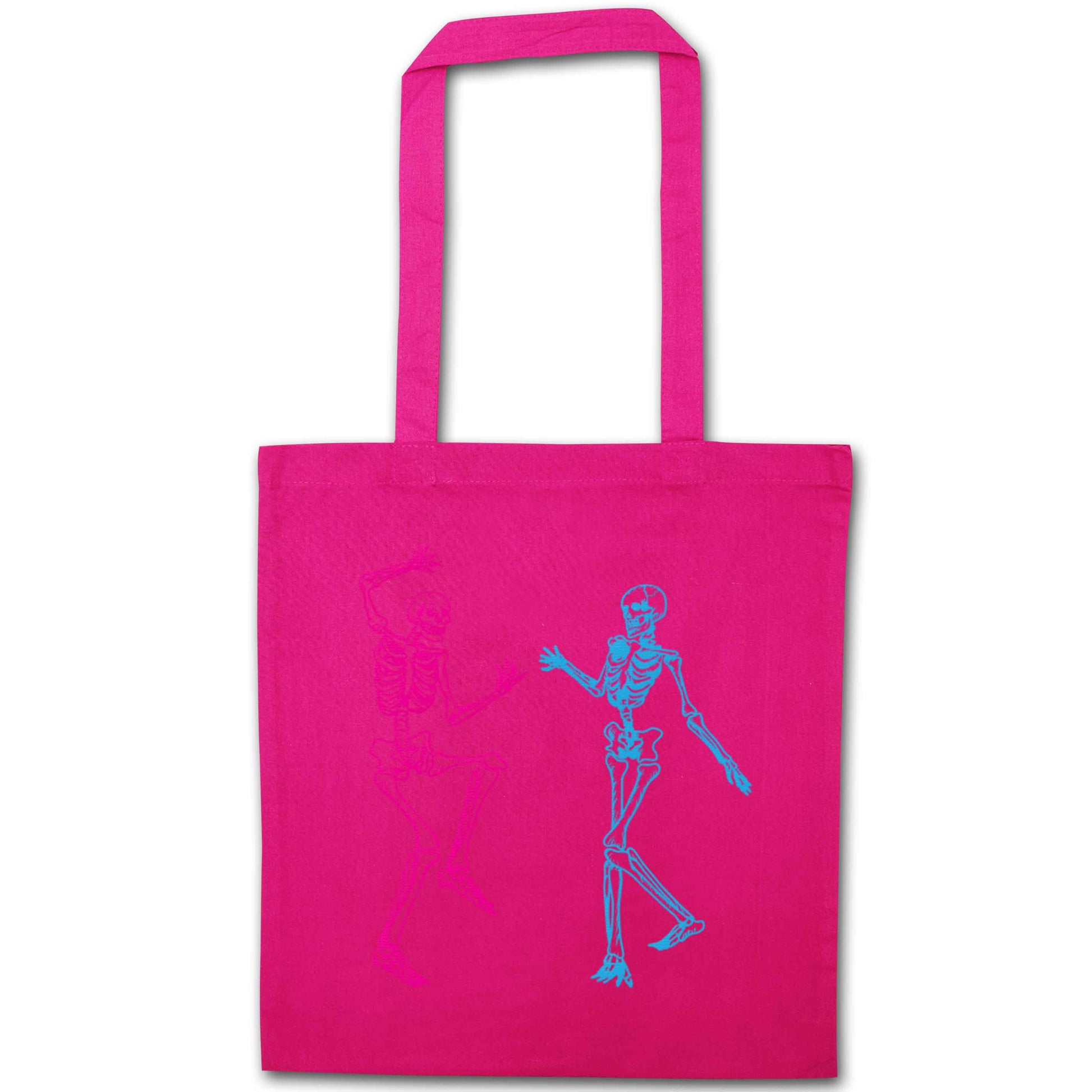 Skeleton dance pink tote bag