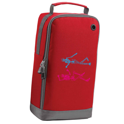 Skeleton dance red sports shoe bag vertical print