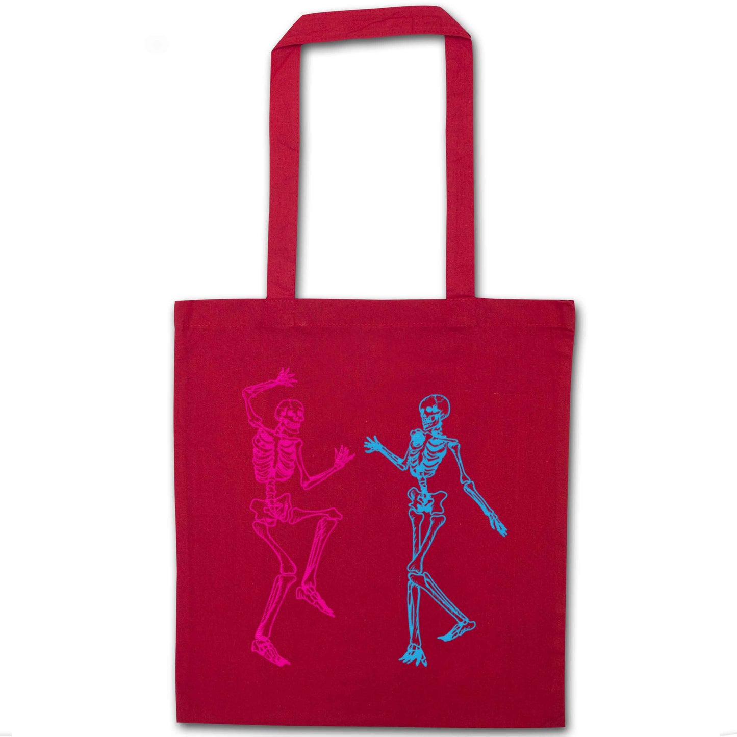 Skeleton dance red tote bag