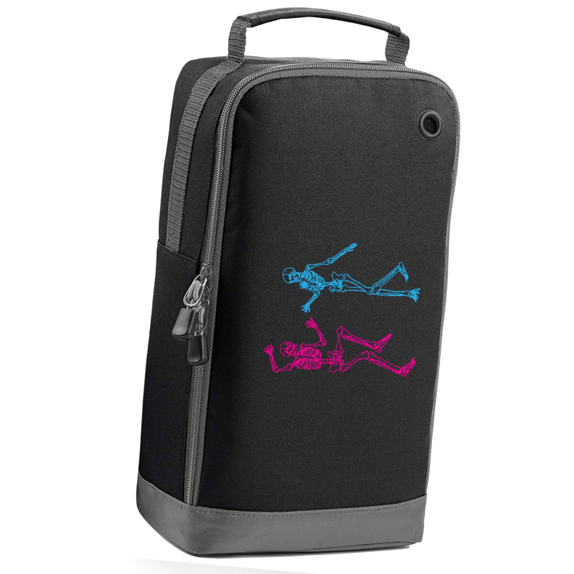 Skeleton dance black sports shoe bag horizontal print