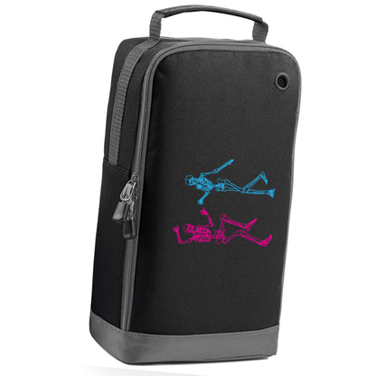 Skeleton dance black sports shoe bag horizontal print