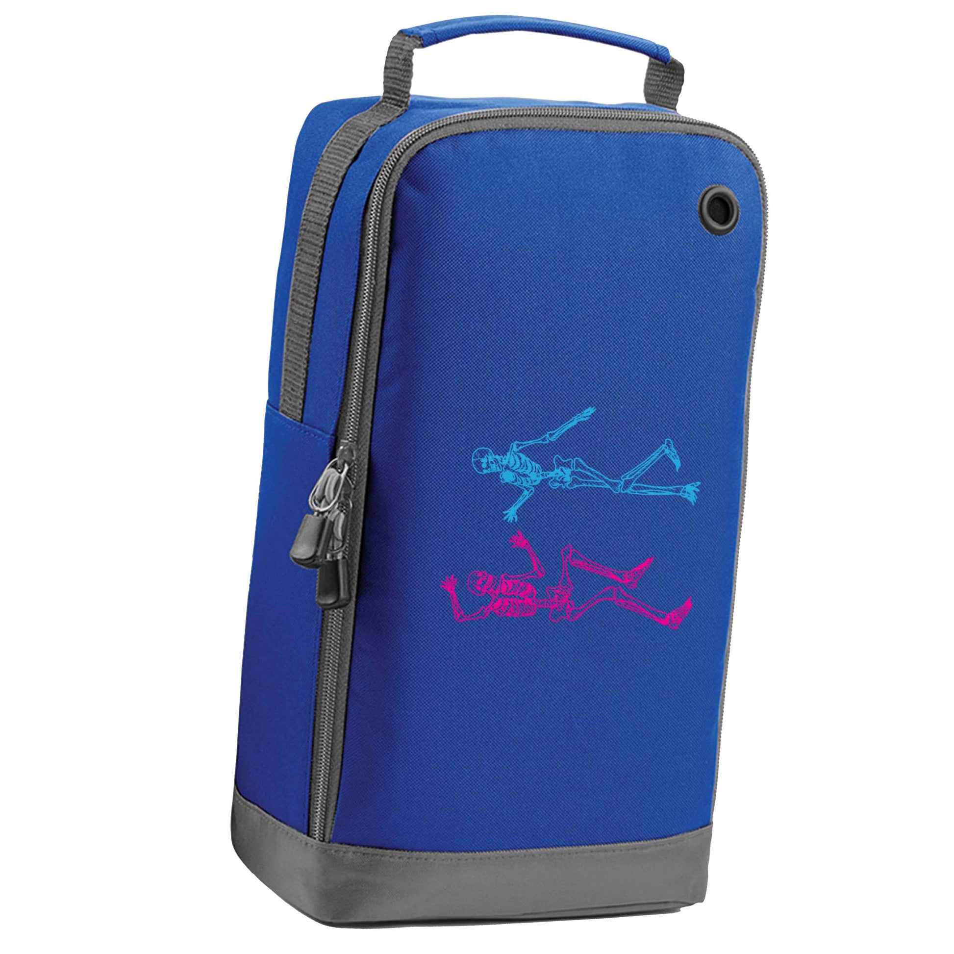 Skeleton dance blue sports shoe bag horizontal print