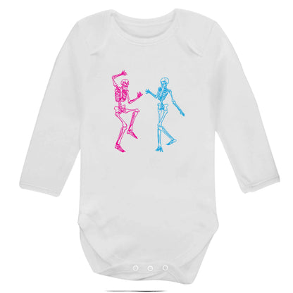 Skeleton dance baby bodysuit long sleeved white 6-12 months