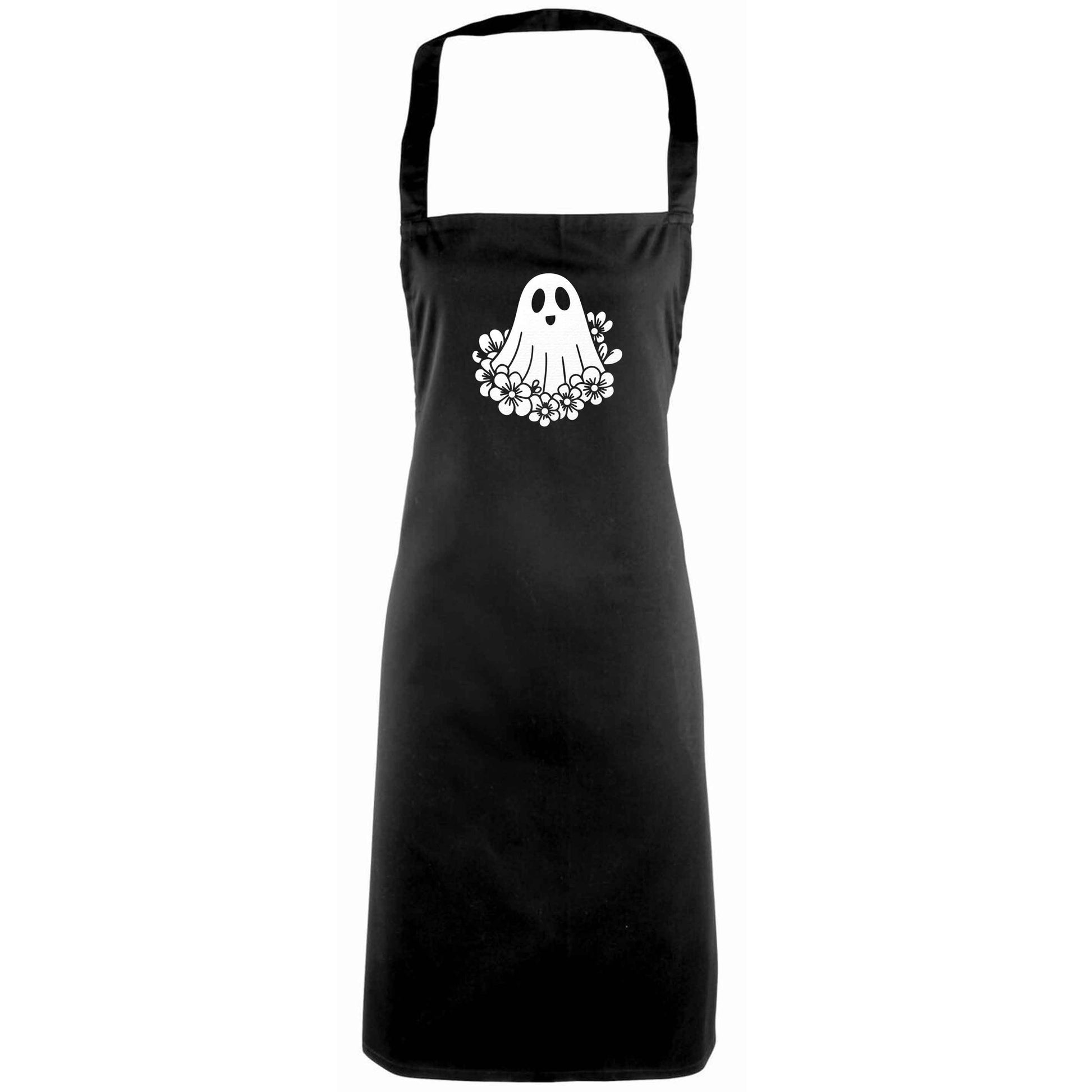 Floral ghost adults black apron