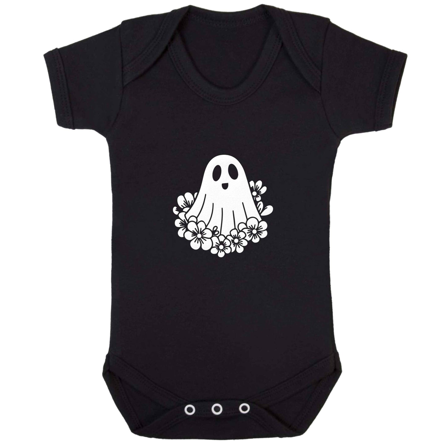 Floral ghost baby bodysuit black 18-24 months