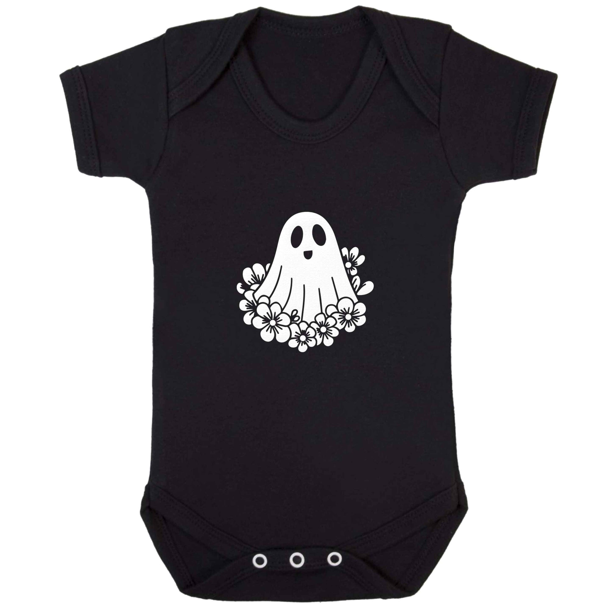 Floral ghost baby bodysuit black 18-24 months