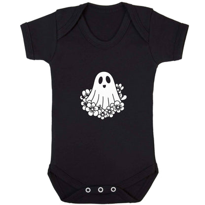 Floral ghost baby bodysuit black 18-24 months